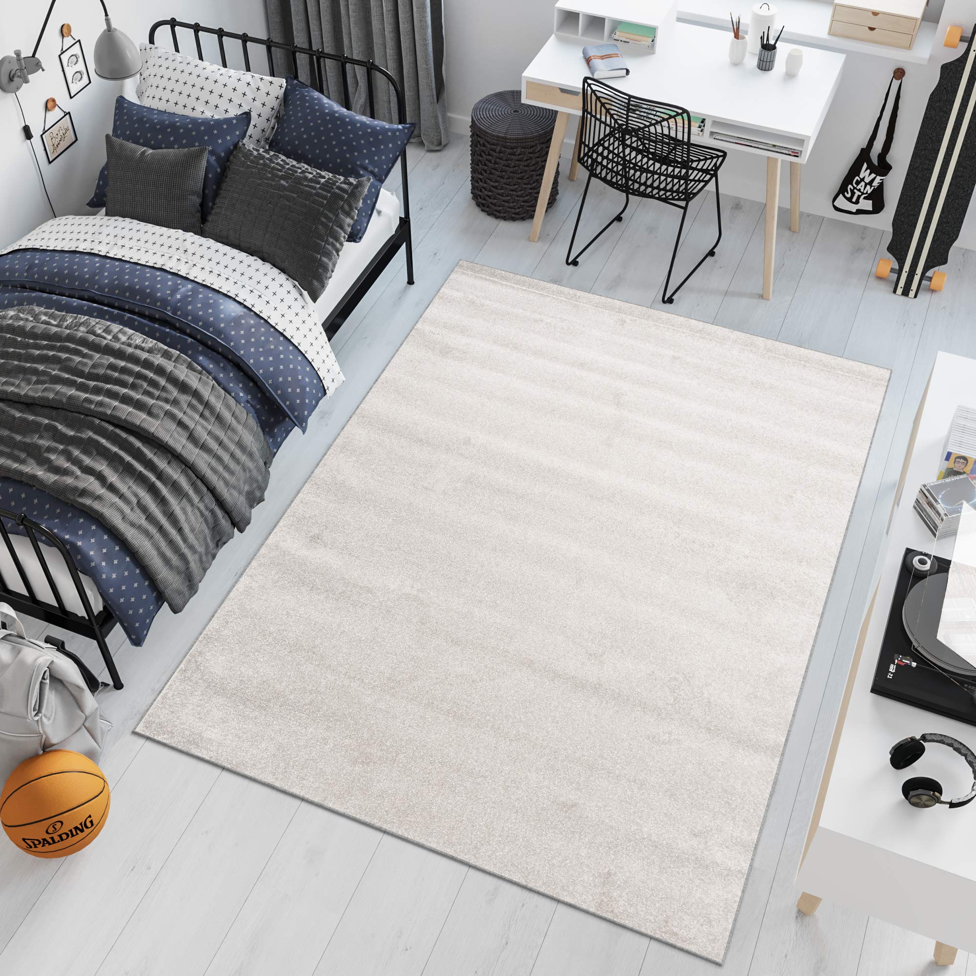 Tapiso Florida dywan z krótkim włosiem, do sypialni, salonu, pokoju dziecięcego, pokoju młodzieżowego, szary, jednokolorowy, nowoczesny design, ÖKOTEX 140 x 190 cm