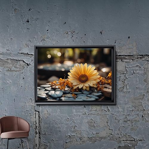 Miniatura 7 de Genius Decor, Modern Yellow Gray Bathroom Wall Art, Decor Zen Flowers, Pictures Canvas Print Relax Soak Unwind, Flower Art, Art prints Rock, yellow
