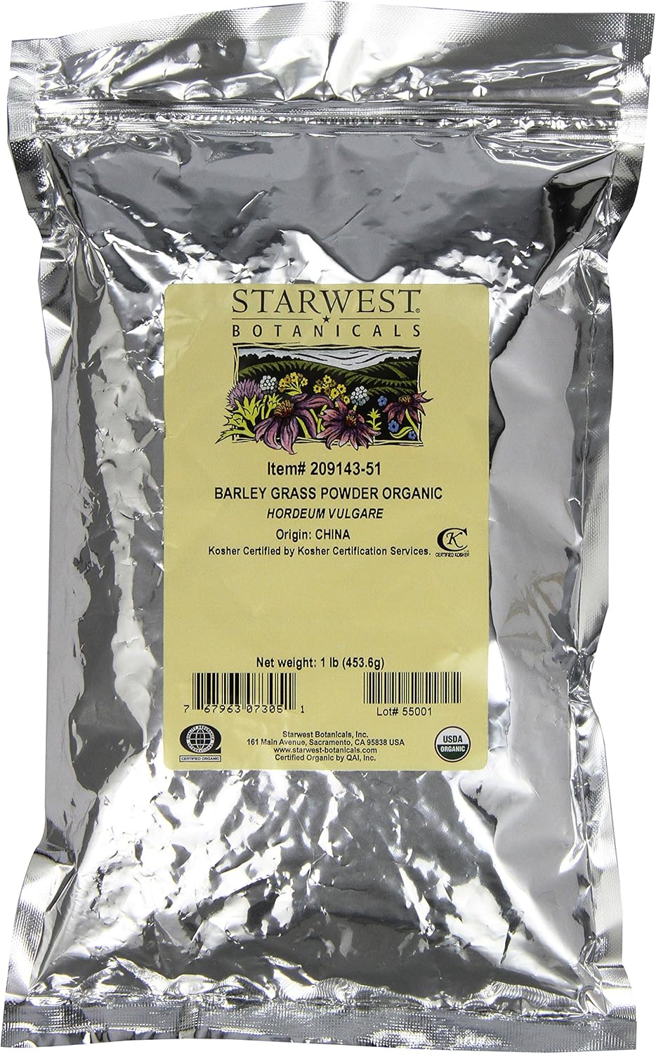 Starwest Botanicals Organic Barley Grass Powder, 1Pound