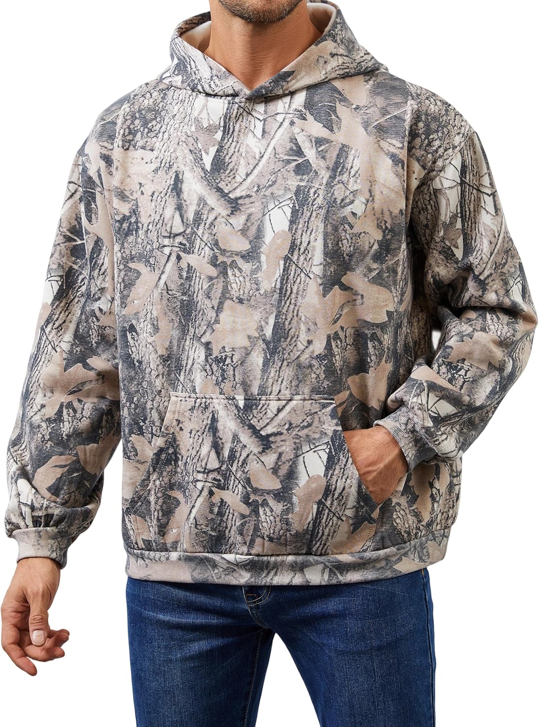 Men's Camo Hoodies Oversized Fleece Pullover Hooded Sweatshirt Vintage Mens Hoodies Pullover Sweatshirts With Pockets - Image 2