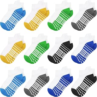 12 pares de calcetines para niños, calcetines deportivos, calcetines deportivos para niños, de algodón, para niños de 1 a 14 años, color negro y blanco