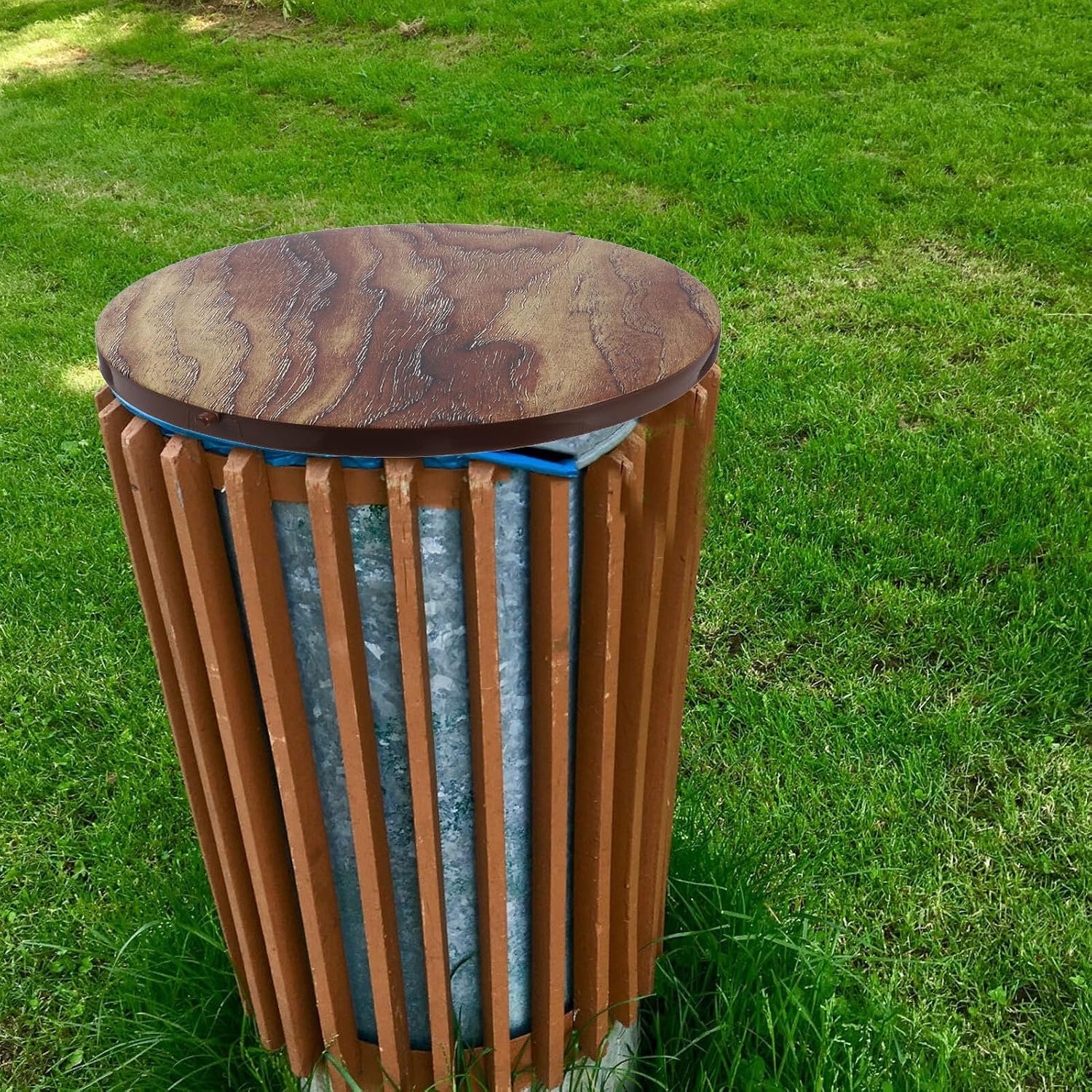 TOYANDONA 2 pcs Wood Grain Trash Can Lid with Odor-sealing Closure and Easy-clean Cover for Residential and Commercial Waste Bins Stylish Rubbish Can Accessory with Realistic Faux Wood