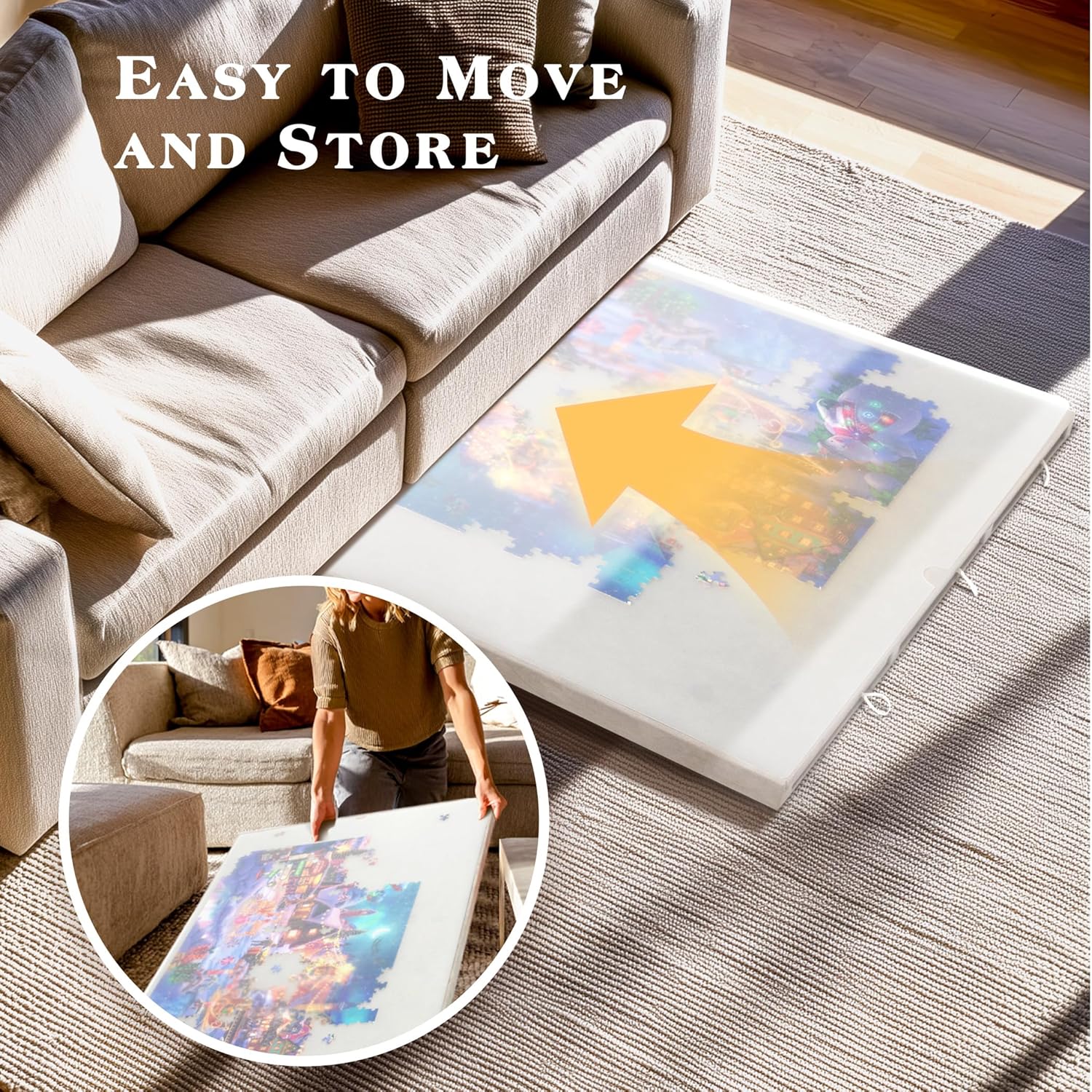 Yesday 1500 Pieces Flannelette Covered Jigsaw Puzzle Table with Integrated Adjustable Stand & Cover, 3-Tilting-Angle Wooden Plateau Portable Jigsaw Board with 6 Sorting Drawers - Gray