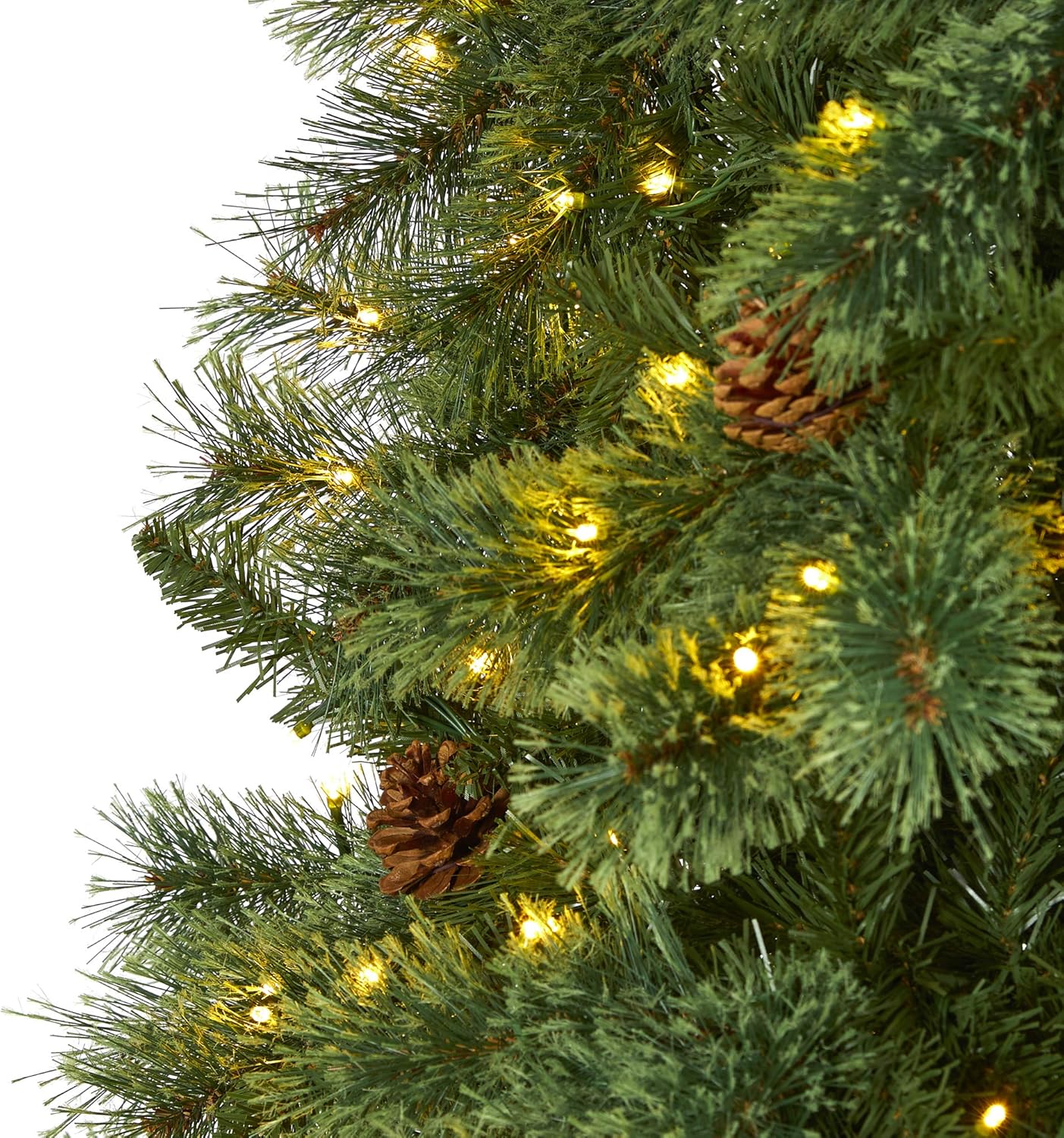 Nearly Natural 10ft. White Mountain Pine Artificial Christmas Tree with 850 Clear LED Lights and Pine Cones