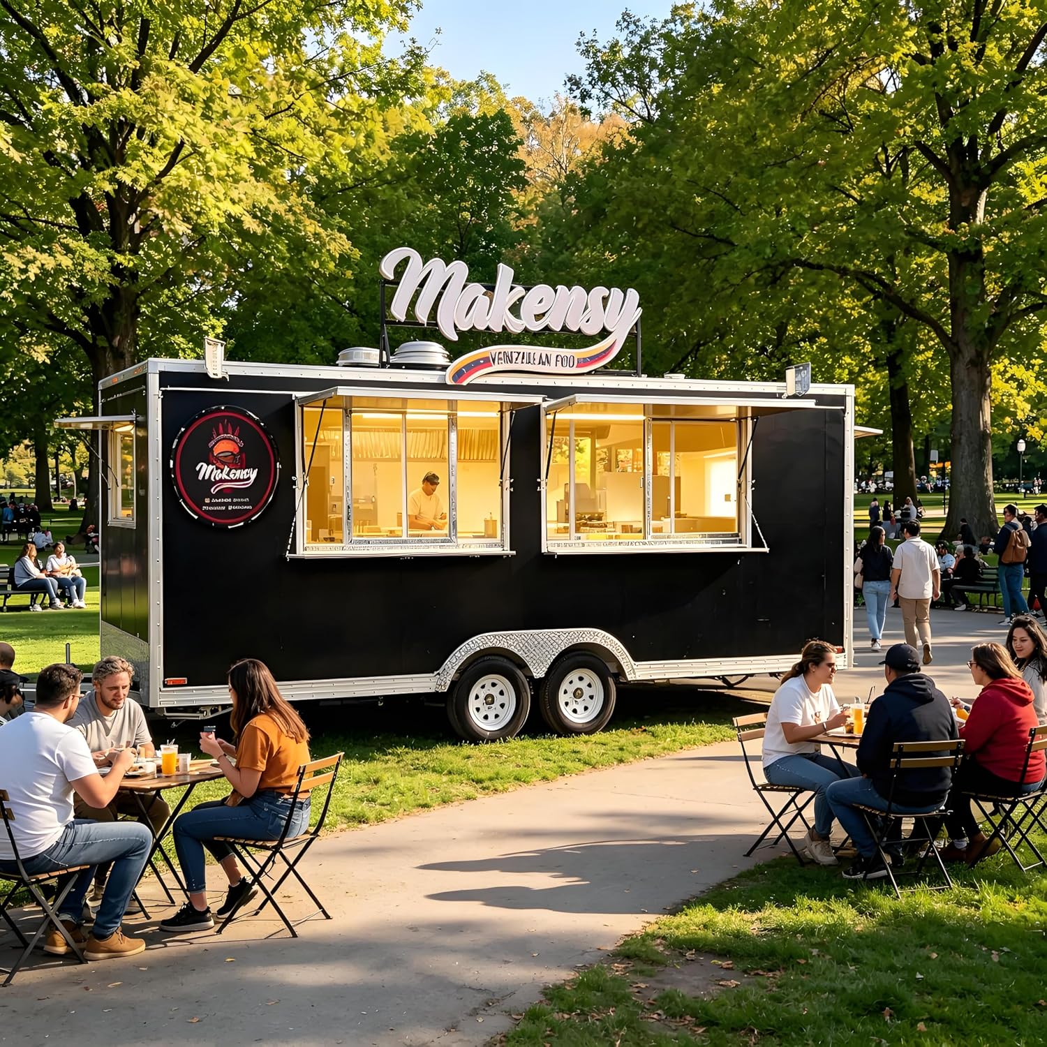 Multifunctional Mobile Kitchen Food Trailer,Fully Equipped Stainless Steel Concession Trailer,Reliable Towable Food Cart for Coffee,Snack and Catering Service,for Street Vending,Small Business Startup