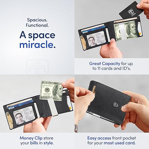 Miniatura 3 de TRAVANDO AUSTIN - Cartera delgada para hombre con clip para dinero, bloqueo RFID, soporte para tarjetas de crédito plegable para hombres con caja de