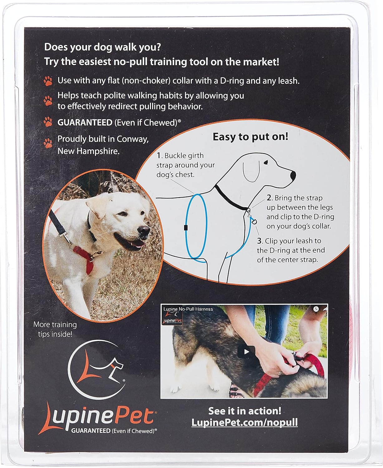 LupinePet Basics 1" Pink 26-38" No Pull Harness for Medium-Larger Dogs