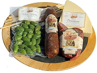 Fortuna's Italian Sampler Box - Premium Quality Selection of Dried Sausages, Provolone, Soupy Dry Sausage, Abruzzese, Bread Sticks, Olives & More - Perfect for Entertaining, Gifting & Snacking