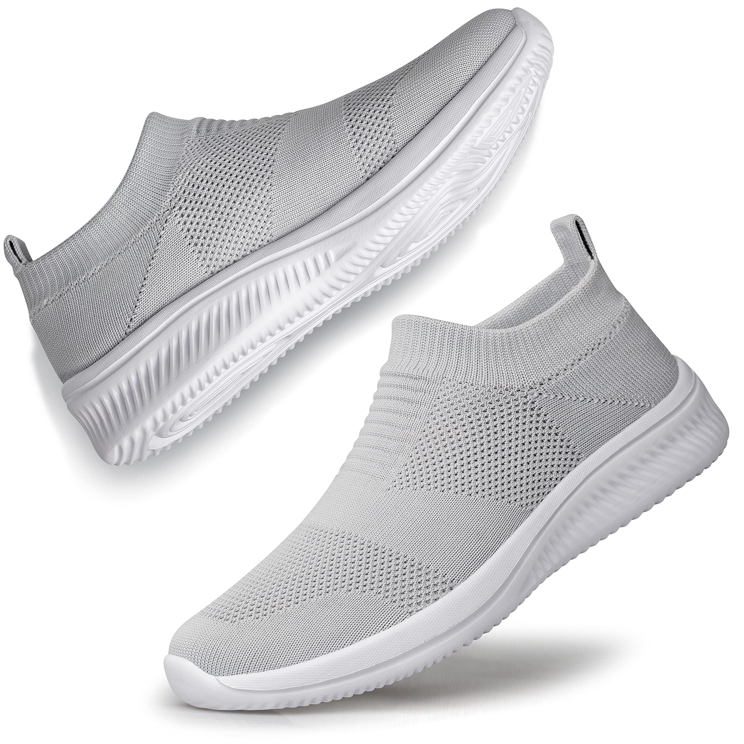 vibdiv Zapatos Planos Caminar Mujer Zapatillas Casual Zapatos Diarios sin Cordones Ligeros Cómodos Gris Claro 38