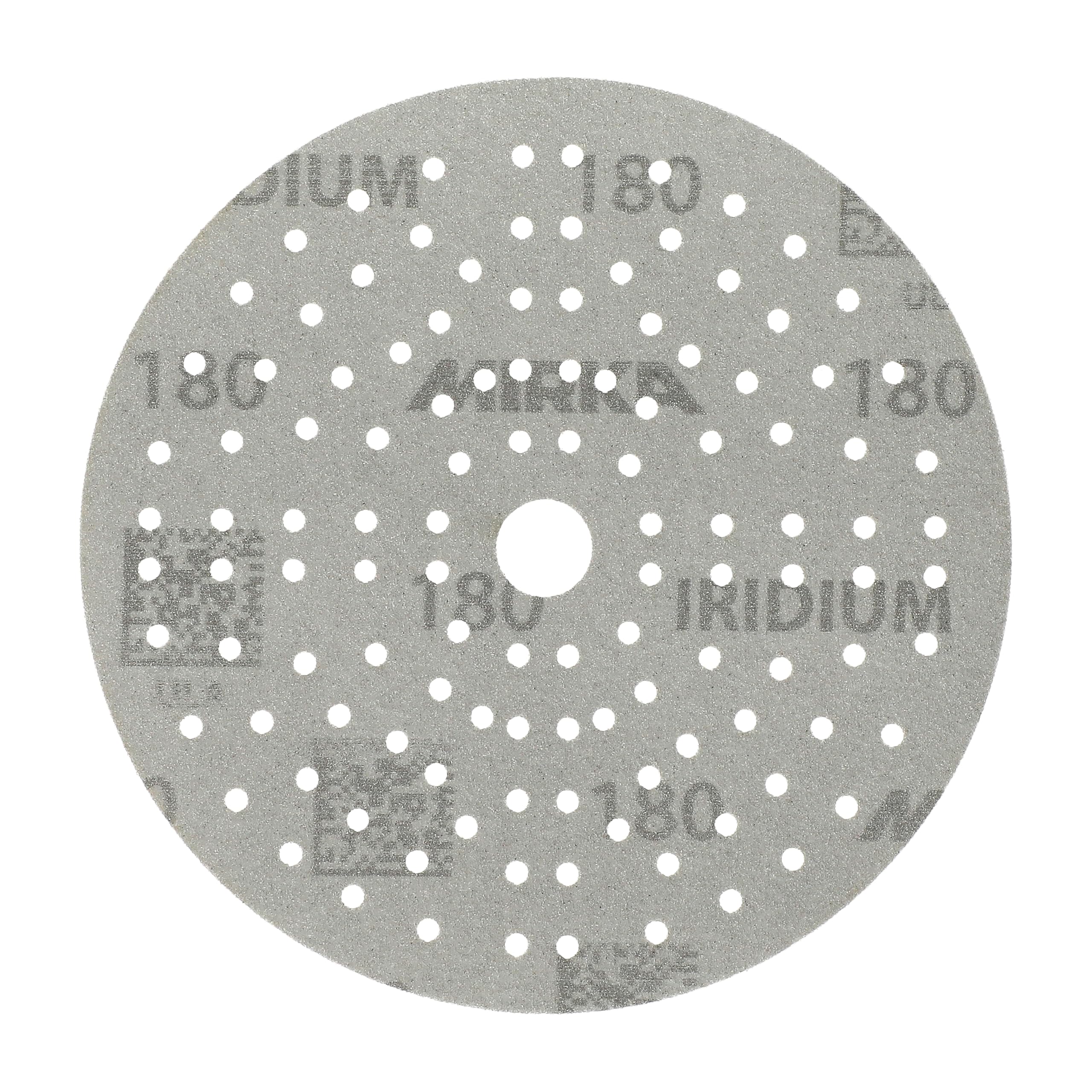 Mirka Schleifpapier Iridium Ø 150 mm Klett 121-Loch Korn 180 100 Stk | Premium-Schleifpapier Korn 180 für Lack Spachtel Grundierung Holz Stahl Kunststoff vielseitig einsetzbar