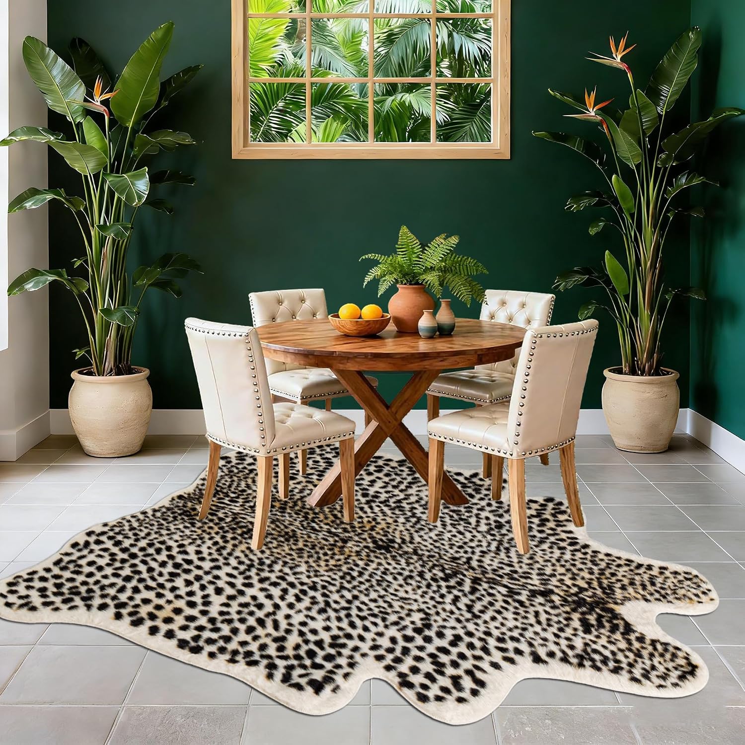 Leopard Print Rug, Large Cheetah Rug 6.2x8 Feet Soft Faux Animal Print Carpet Skin Hide Cheetah Area Rug for Bedroom Livingroom Home Office Multicolor