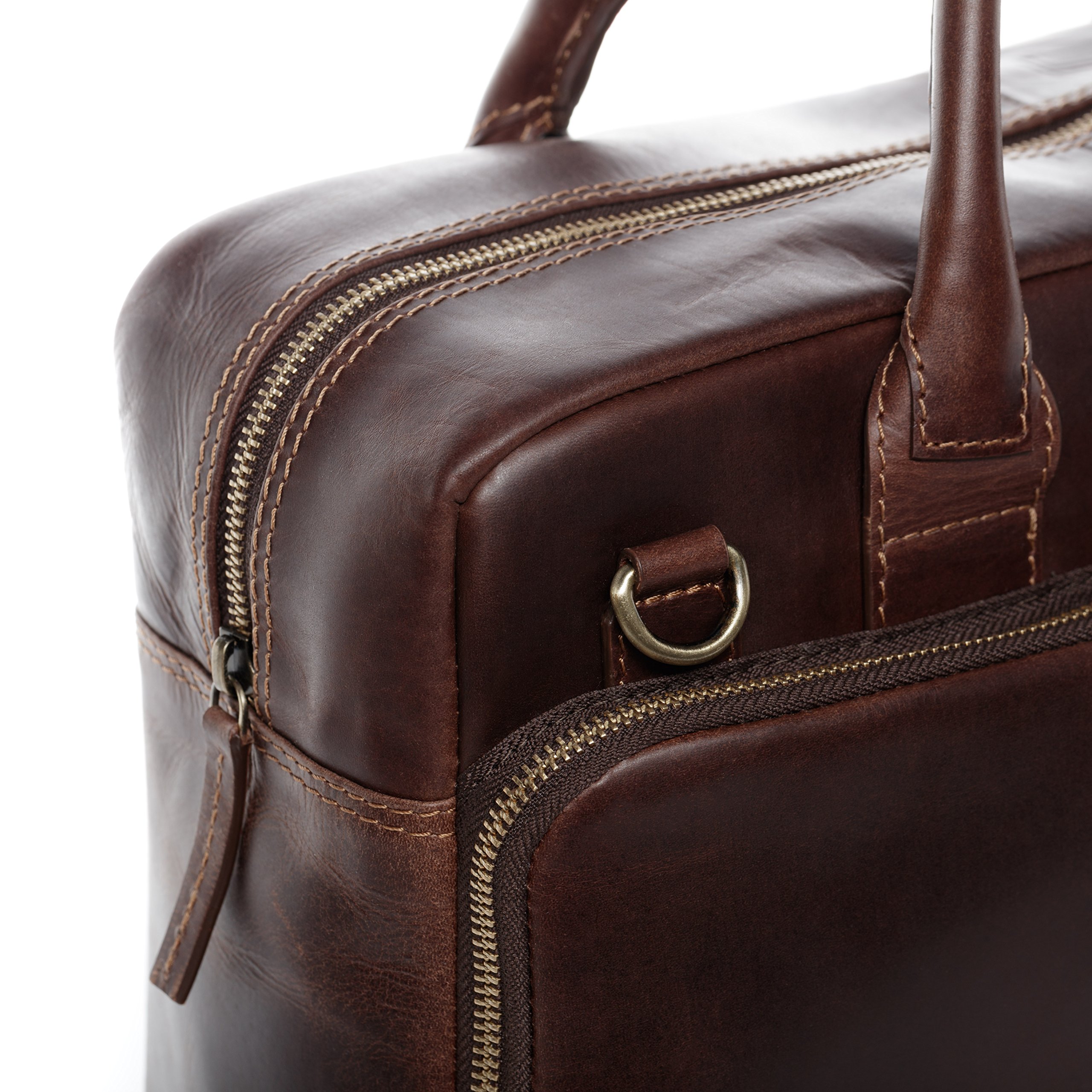 SID & VAIN Sac Ordinateur Portable Cuir véritable 15.4 Pouces Ryan Mallette Professionnelle bandoulière XXL Grand pour Hommes et Femmes Serviette de Travail Etudiante Marron