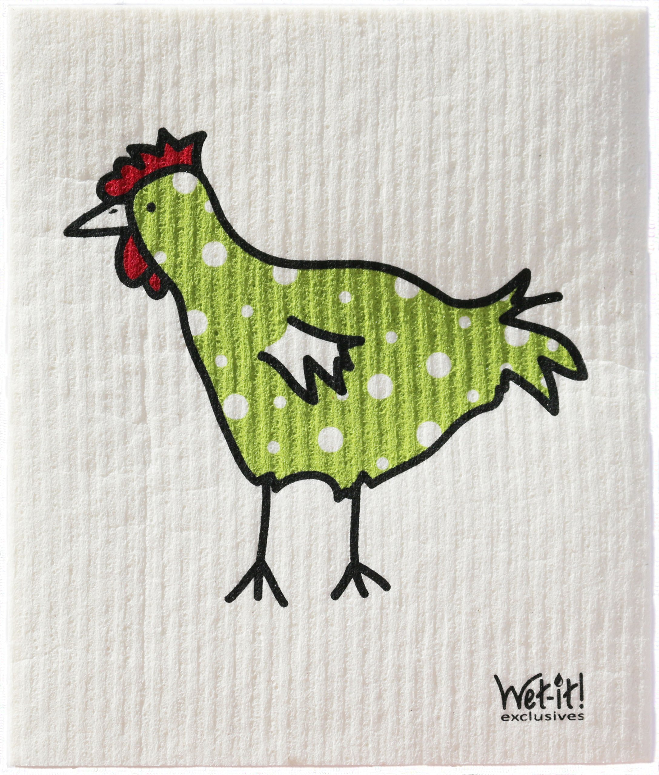Wet-It! Swedish Dishcloth - (Green Chicken)
