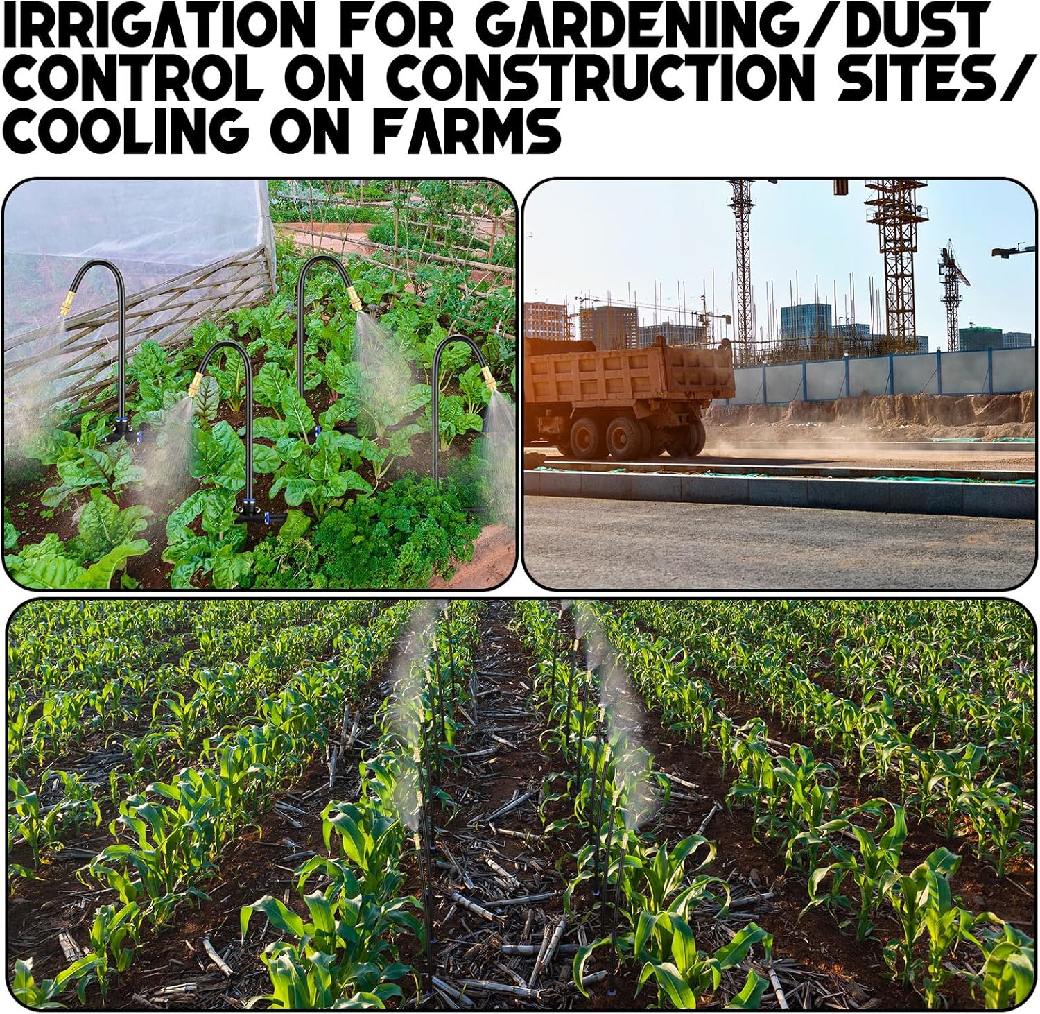 Zonon 15 Pcs Brass Misting Nozzles Tee with 16" Built in Hose for 0.32"/8 mm Tubing 360 Degree Rotation Adjustable Water Mister Nozzle Thread Sprayer Misting Part Accessories for Patio Outdoor Cooling