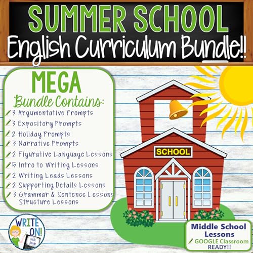 summer school ela mega bundle complete english curriculum for summer resource 25 lessons each activity comes with a powerpoint worksheets lesson plan amp google classroom links middle school digital educational resources