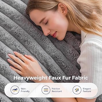 MAXYOYO Giant Bean Bag, Soft Fluffy Faux Fur BeanBag Chair for Adults & Kids Large Floor Cushion with Fluffy Foam Filling Removable & Machine Washable Cover 150 * 203cm