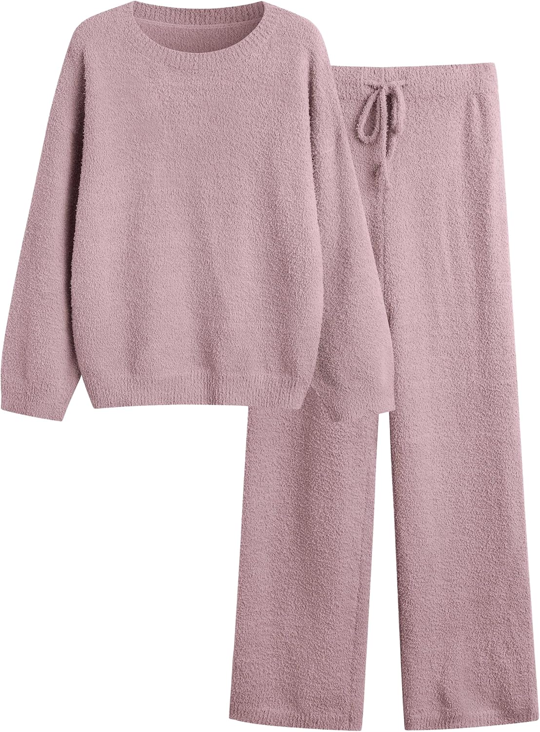 GKBK Lounge Sets for Women 2 Piece Fuzzy Fleece Pajamas Long Sleeve Oversized Lounge Set 2025 Fall Winter Trendy