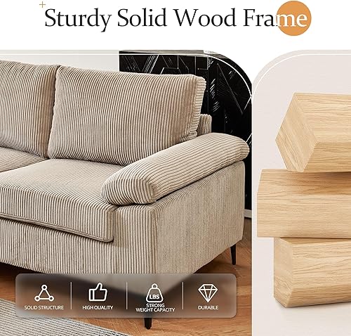 Miniatura 6 de Sofá modular convertible de 100 pulgadas, sofá en forma de L con diván reversible pequeño con tela de poliéster para sala de estar, oficina,