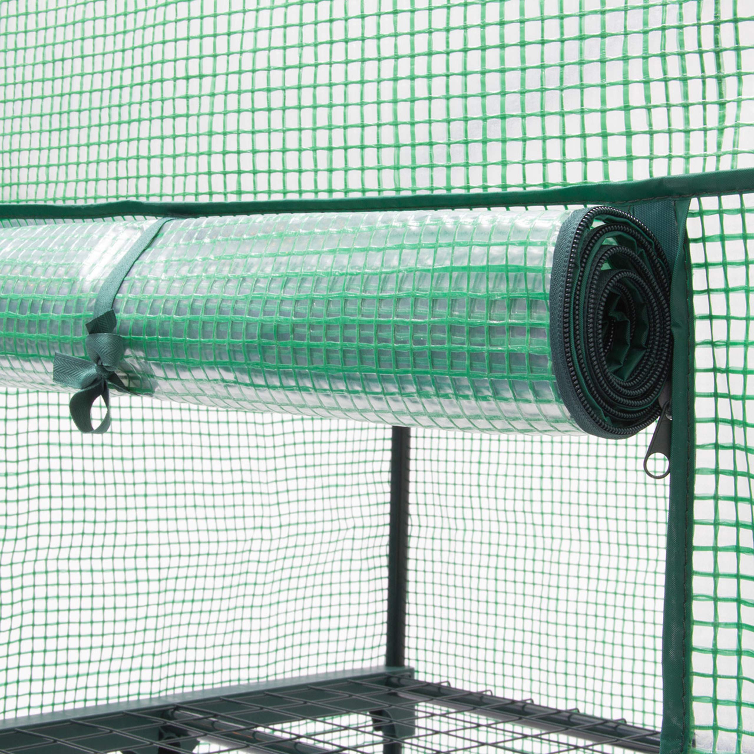 Relaxdays Serra Vivaio per Giardinaggio, 4 Ripiani, HLP 158x70x50 cm, Accessorio Giardinaggio sul Balcone, Verde