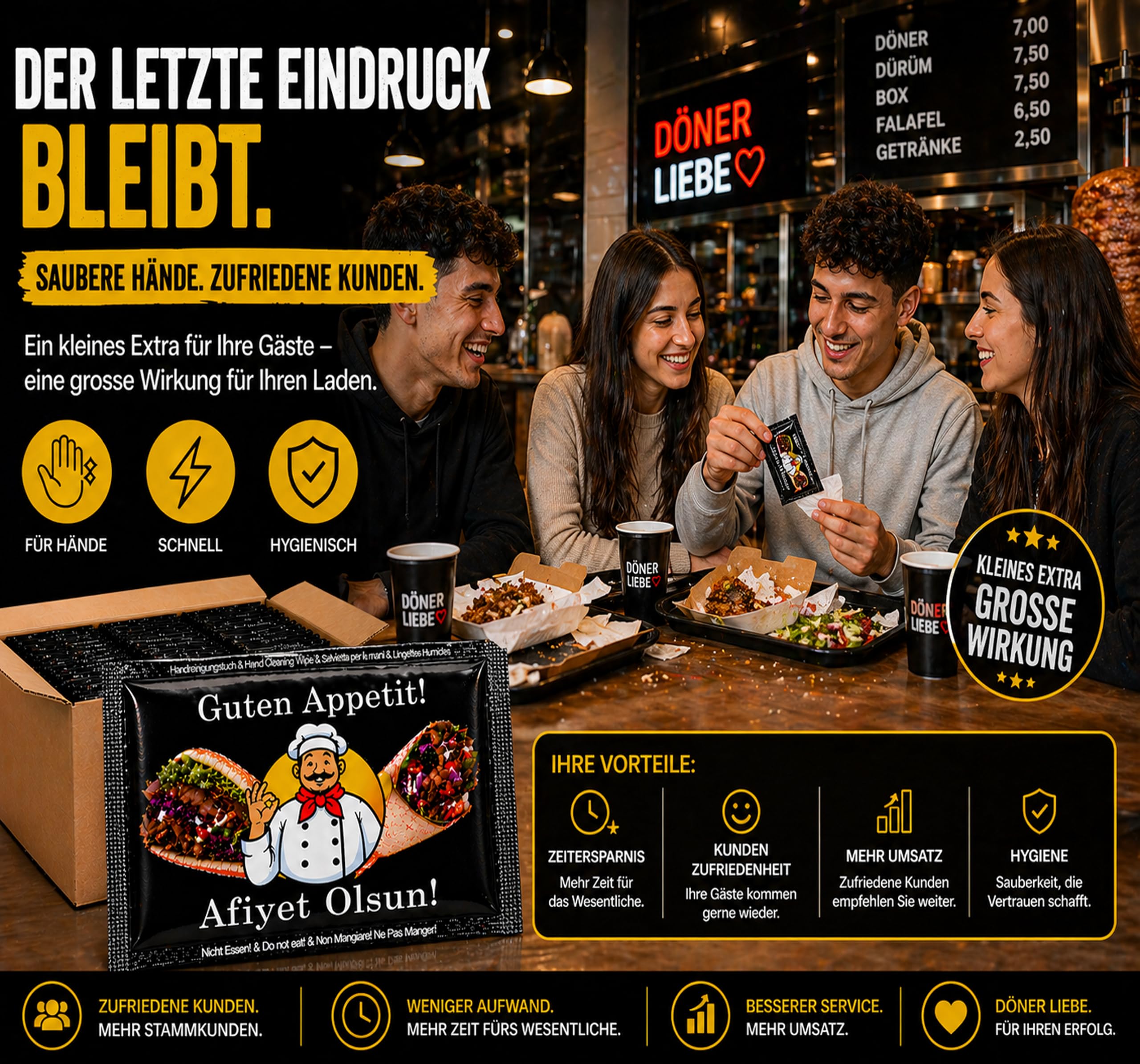 500 Stk Erfrischungstücher | Gastro Feuchttücher | Afiyet Olsun