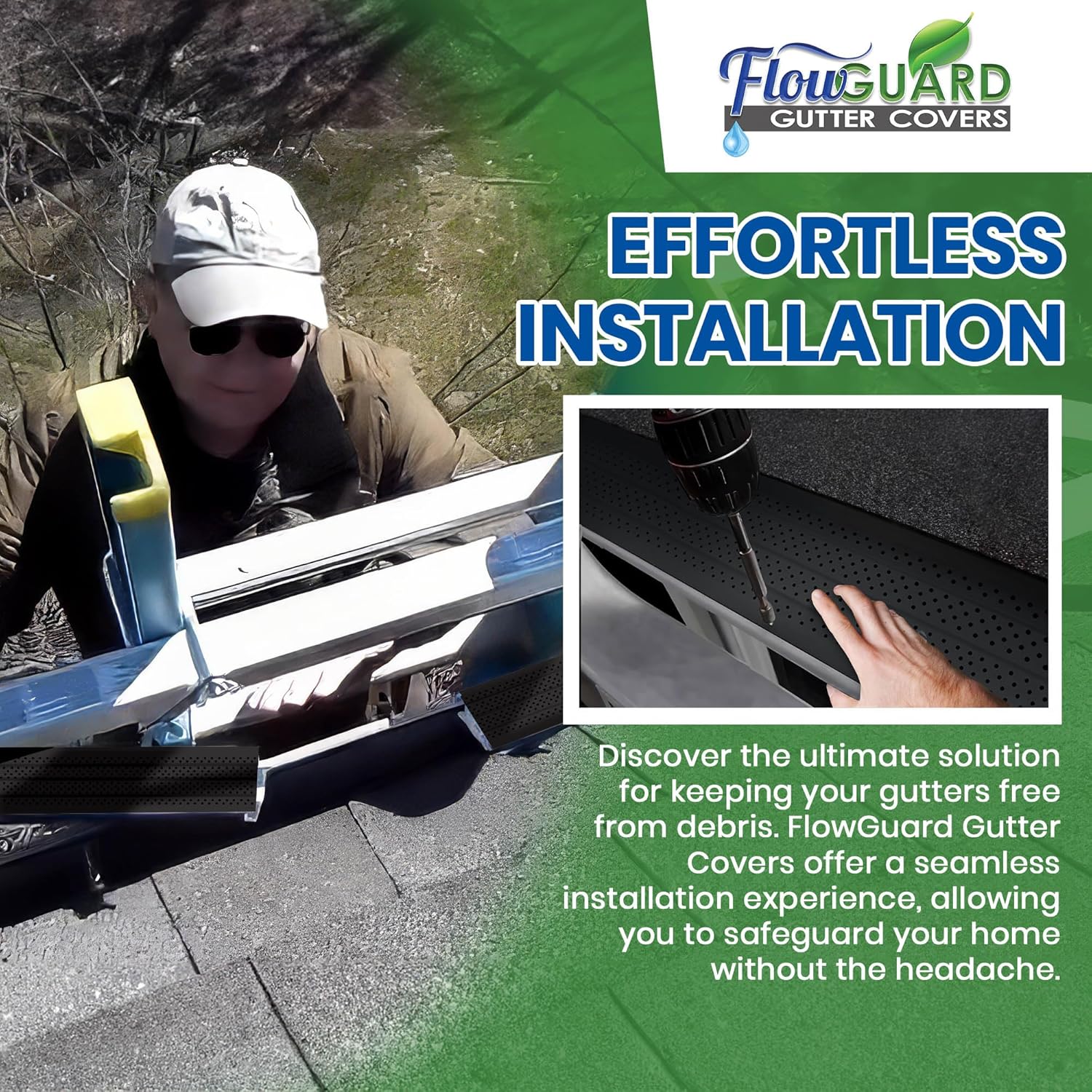 FlowGuard USA Made Slip Under Shingle Professional DIY Universal 5 Inch & 6 Inch 50-Year Gutter Cover System - Thermal Thaw Black - Aluminum Gutter Guards - 204 Feet - by FlexxPoint
