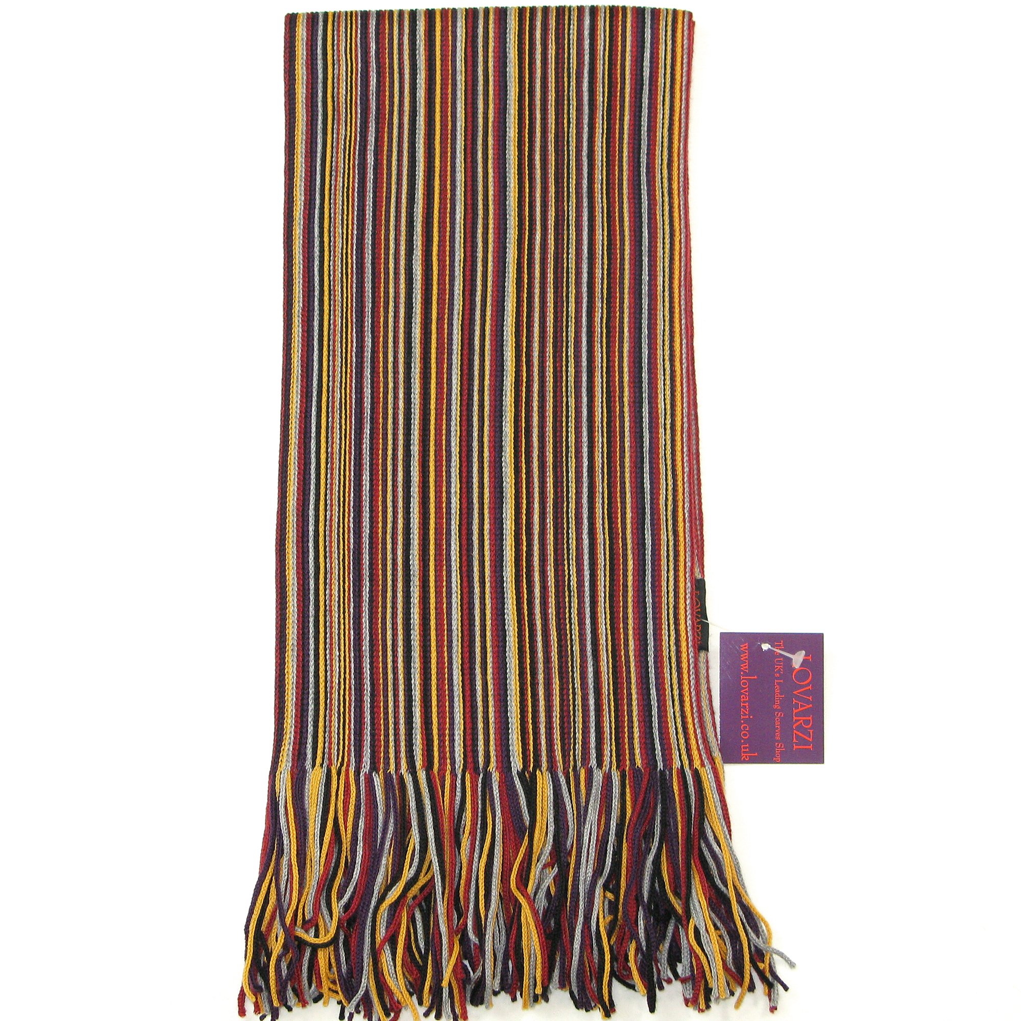 Bufanda de Hombre en Lana Merino Extra Fina - de Rayas para Invierno