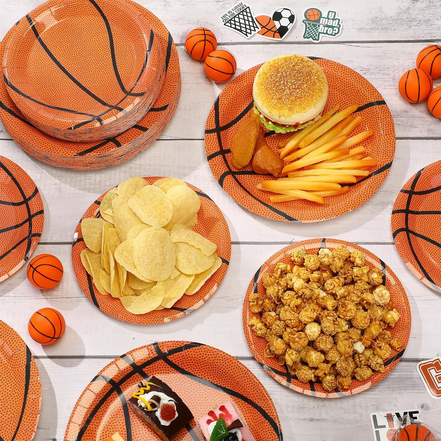 Aoriher 120 Pcs Baseball Basketball Soccer Football Party Favor Paper Plates Bundle and Dessert Plates Sports Themed Tableware for Birthday Favors