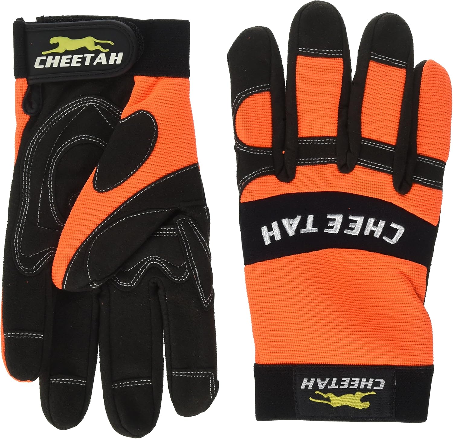 MCR Safety 935HVLM Multi-Task Gloves, Black Synthetic Leather, Lime Spandex Back, Hook/Loop Closure, Medium, 1-Pair
