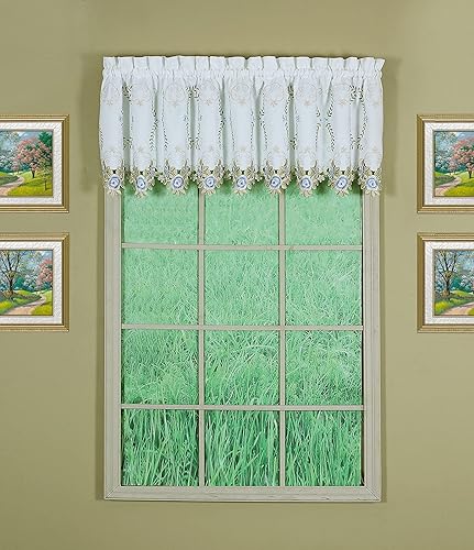 Vista 140 de Today's Curtain Verona - Persiana bordada inversa, 63 pulgadas, color crudo/antiguo