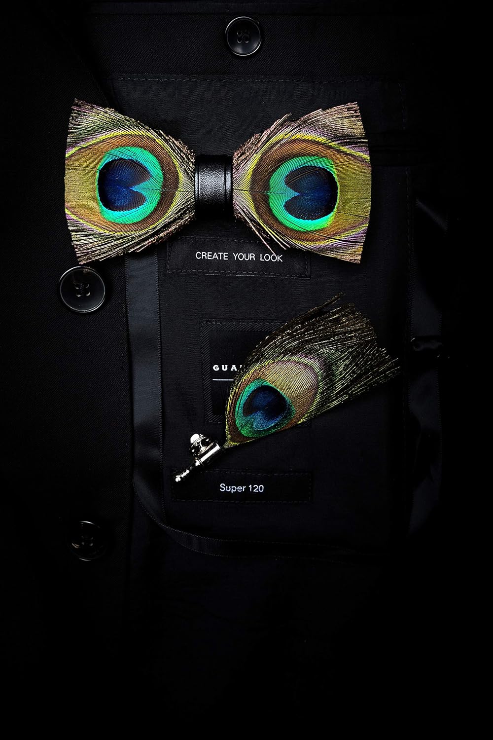 RBOCOTT Handmade Feather Pre-tied Bow tie and Brooch Sets for Men - Image 4