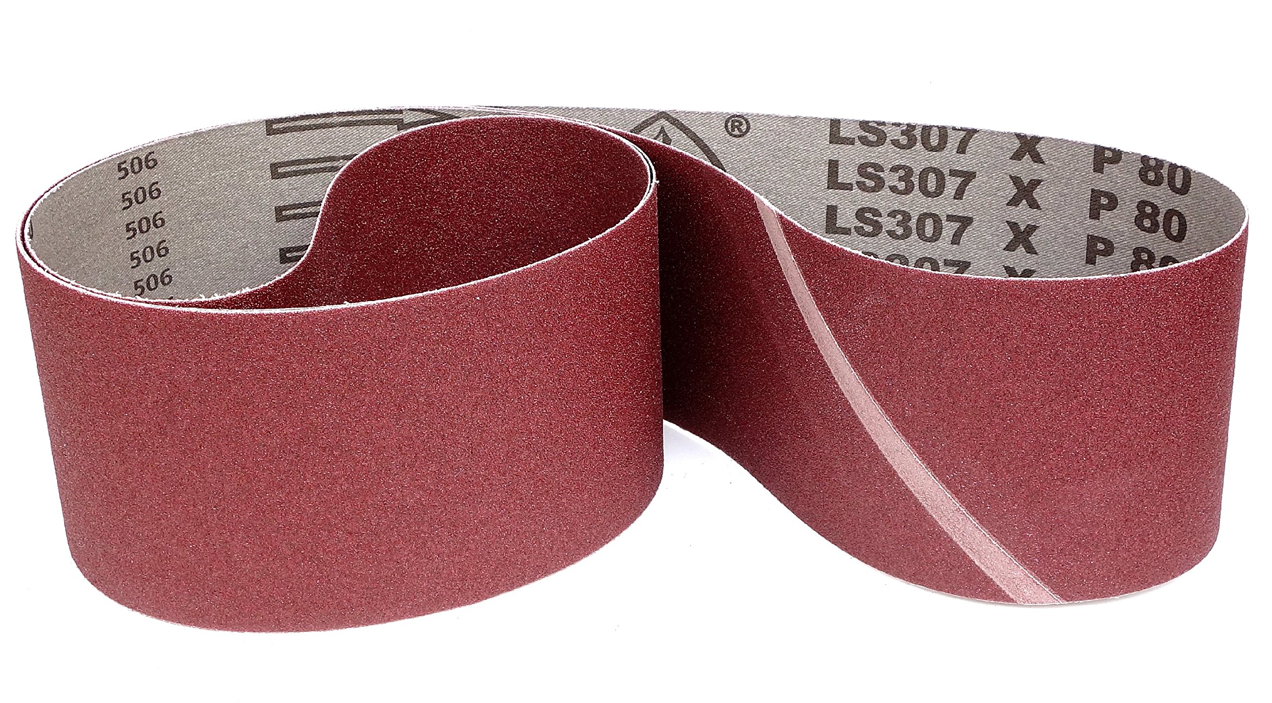 Nastro abrasivo LS307X – 100 x 2000 mm – Media P60 – 5 pezzi – per legno e metallo – base tessuto semi-flessibile resistente allo strappo – Nastri abrasivi professionali per smerigliatrici