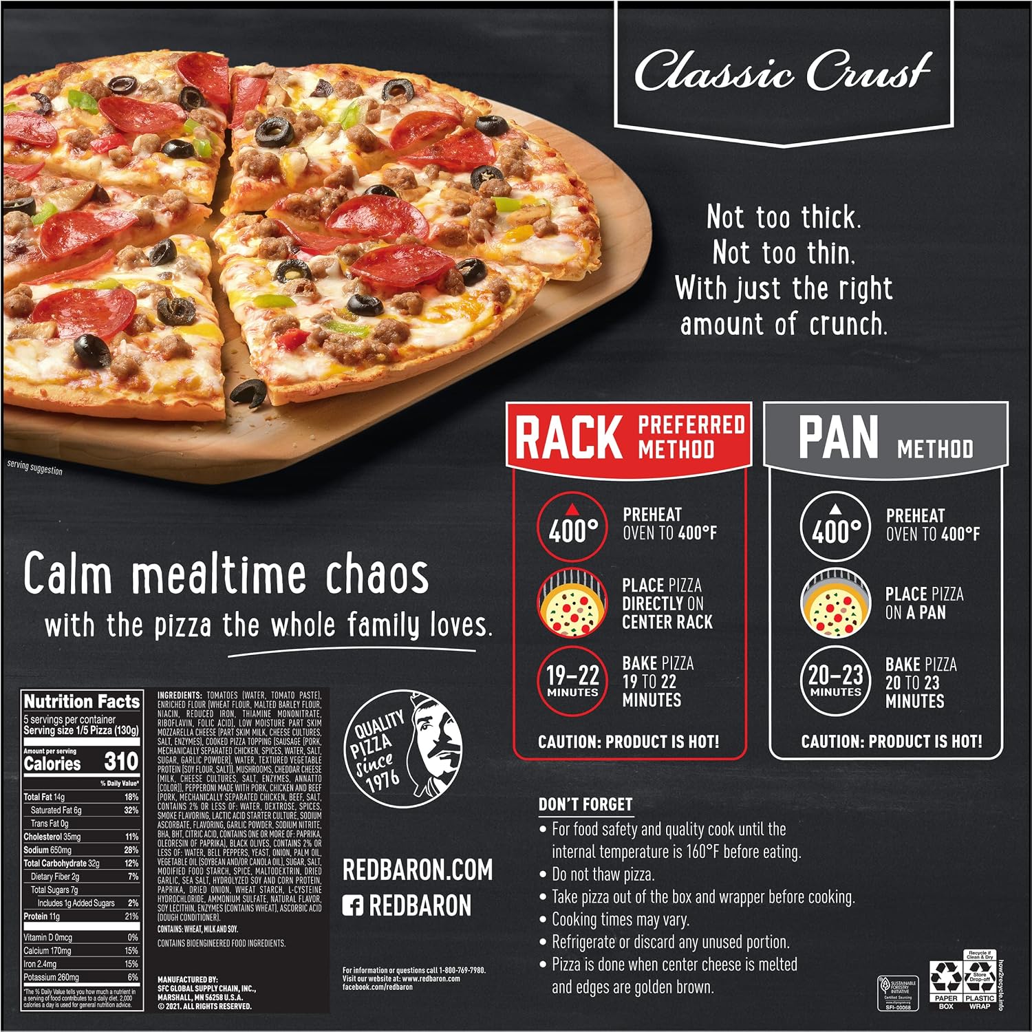 Red Baron, Classic Special Deluxe Pizza, 22.95 oz (Frozen)