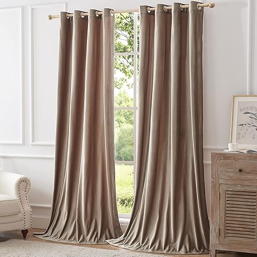 Miniatura 8 de BULBUL Cortinas de terciopelo de 90 pulgadas de largo, cortinas opacas para sala de estar, cortinas opacas con aislamiento térmico para oscurecer la