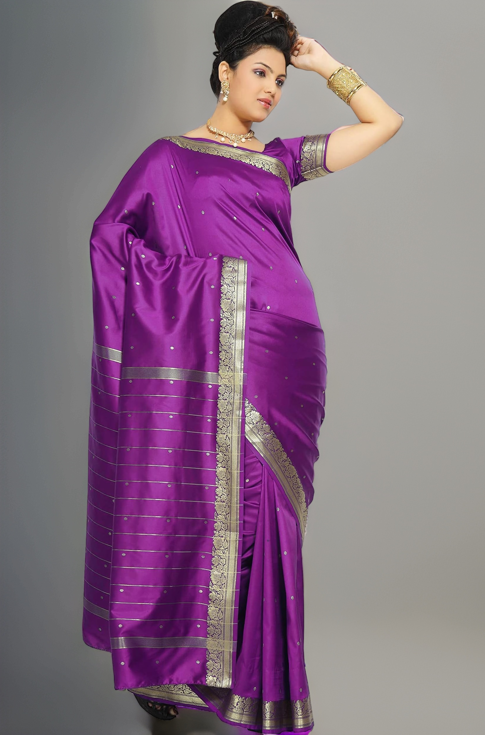 Sanskruti India Womens Indian Ethnic Traditional Banarasi Art Silk Saree Sari Wrap Fabric Dress Drape