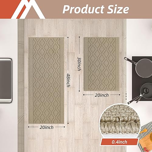 Miniatura 10 de COSY HOMEER Tapetes de cocina antideslizantes de polipropileno grueso para el hogar, lavable a máquina, 20 x 30/20 x 48 pulgadas, rojo