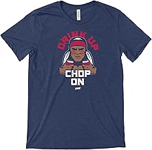 Atlanta Baseball Fans. Drink Up Chop On. Bella Heather Navy T-Shirt (Sm-5x)