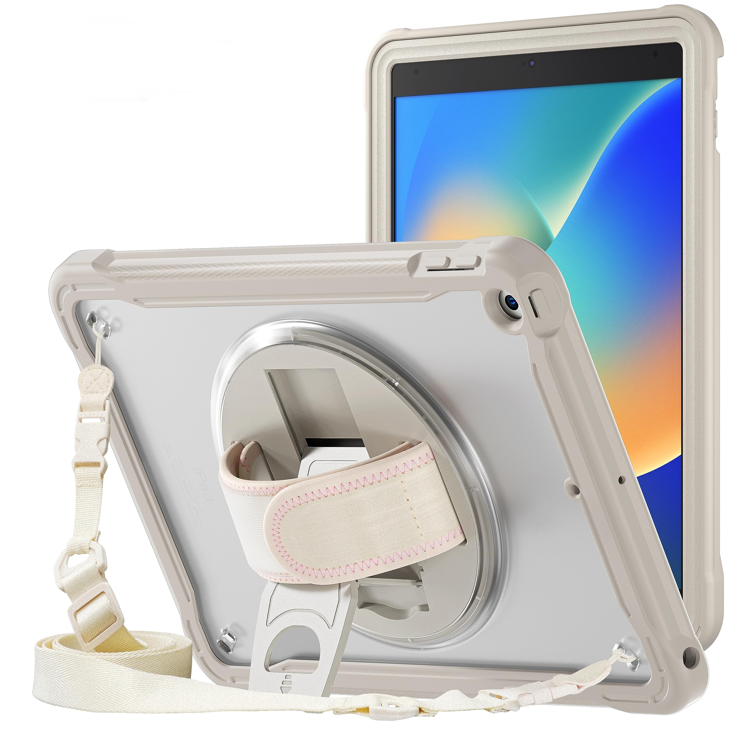 ProElite Cover for iPad 10.2 Cover Case, Rugged Shockproof Armor case Cover for Apple iPad 10.2" 9th/8th/7th Gen with Hand Grip and Rotating Kickstand (Transparent Back) with Should Strap, Khaki (B0CDGWN7Z6) Amazon Price History, Amazon Price Tracker