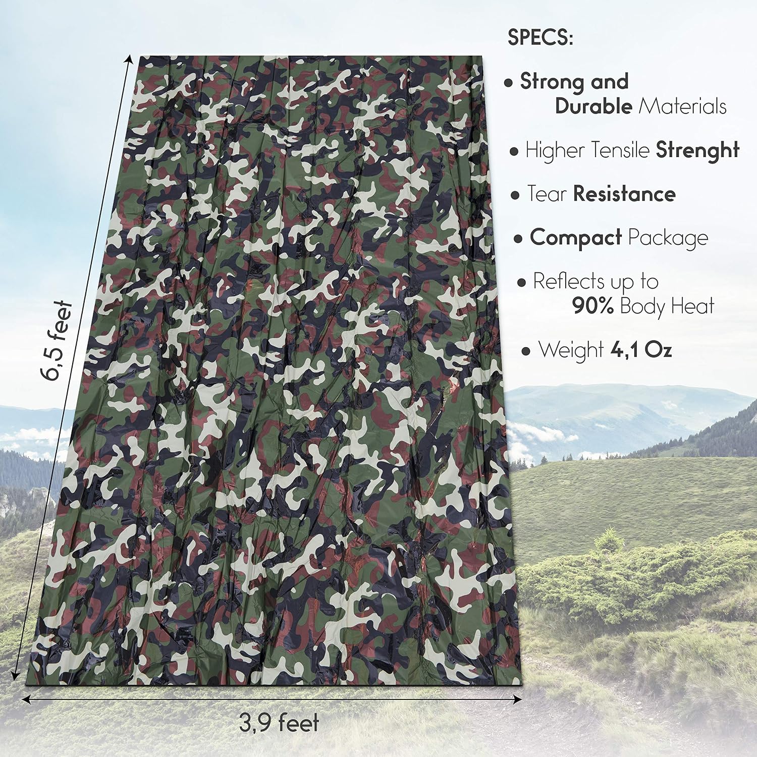 Q's INN Bivy Sack Emergency Sleeping Blanket Compact and Lightweight Bag. Use as Survival Sleeping Bag Mylar Survival Blanket. Water and Wind Proof Includes Whistle, Paracord Bracelet
