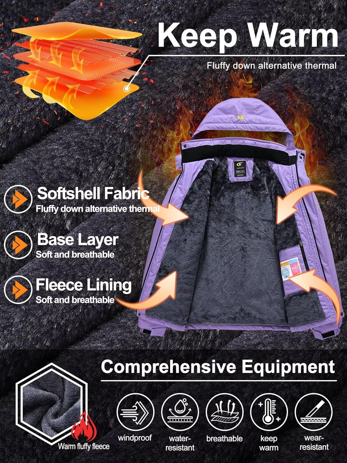 QPNGRP Mens Waterproof Ski Snowboard Jacket Winter Windproof Snow Coat - Image 5