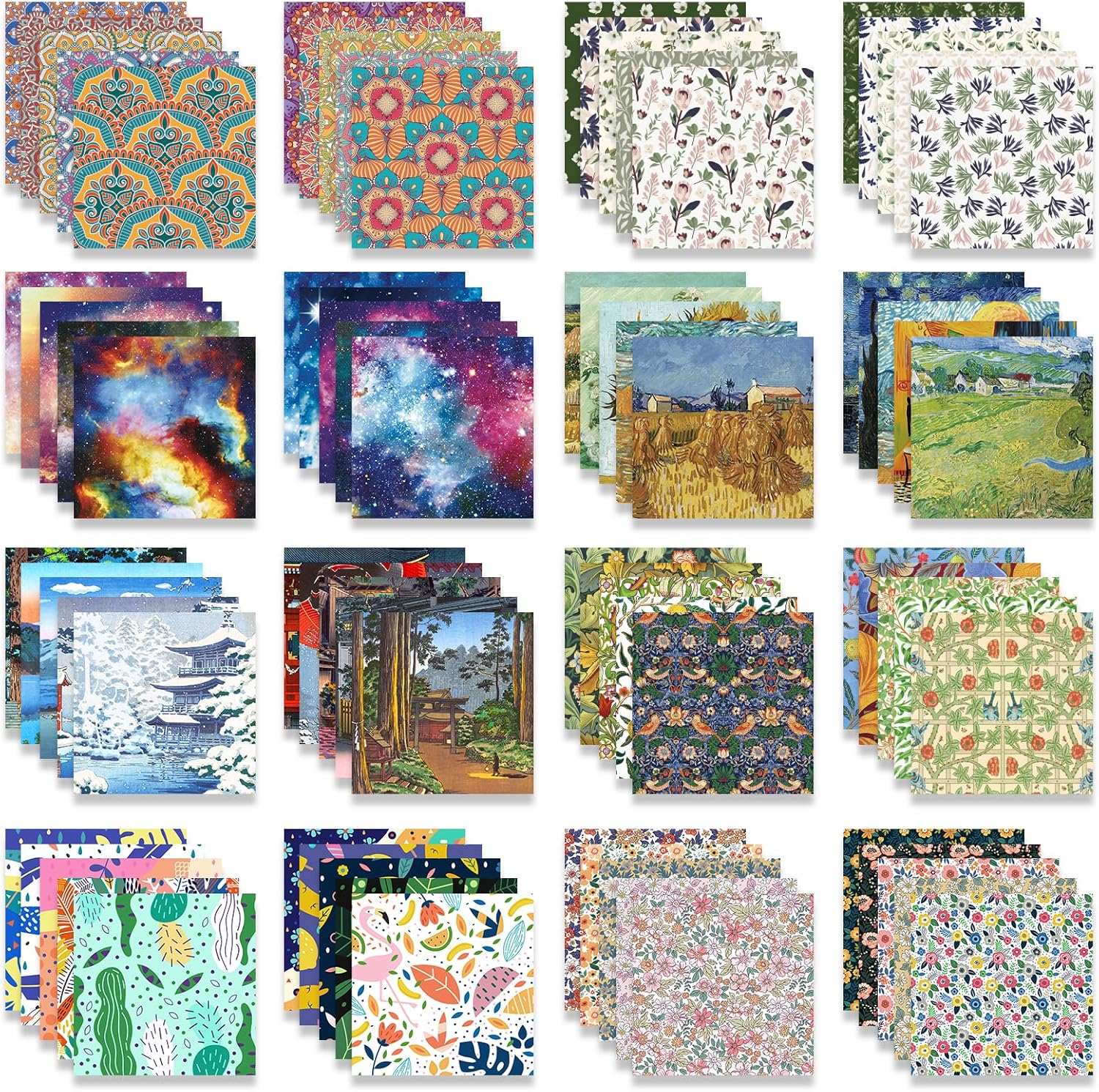 12 Pack/Sets Origami Paper Kit Double Sided 6 Inch Japanese Chiyo Square Easy Fold Arts Crafts DIY Handwork Origami Papers