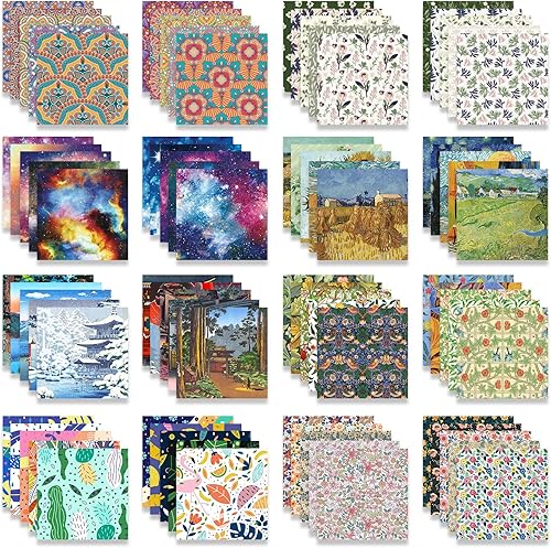 Miniatura 4 de Paquete de 12 juegos de papel de origami de doble cara de 6 pulgadas, cuadrado japonés Chiyo, fácil de plegar, manualidades, manualidades,