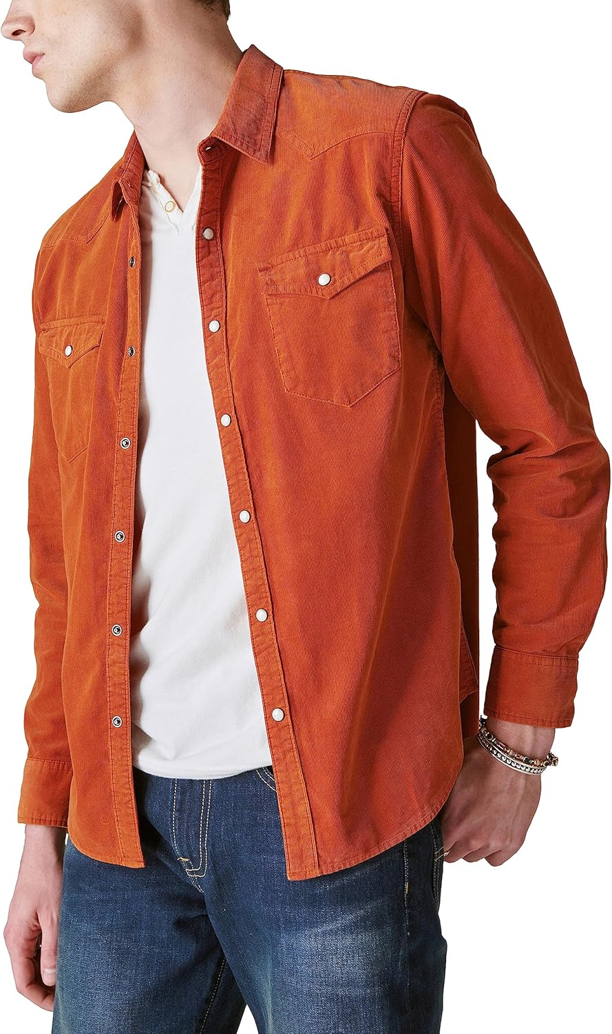 Lucky Brand Mens Lucky Brand Men's Corduroy Western Long Sleeve Shirt - Image 3