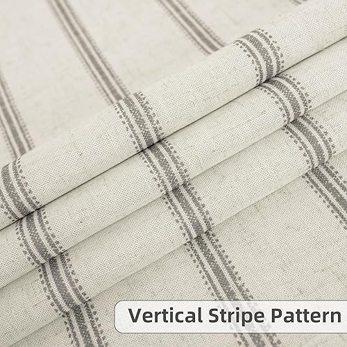 Vista 9 de DriftAway - Cortinas de mezcla de lino estilo granja opacas de 96 pulgadas de largo para dormitorio, cortinas de lino con rayas verticales Gris