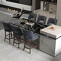 Vista 35 de VKNOW Juego de 2 Taburetes de Bar, Taburetes de Bar Tapizados de Altura de Mostrador, Taburetes Modernos de Mostrador con Patas de Madera para Isla