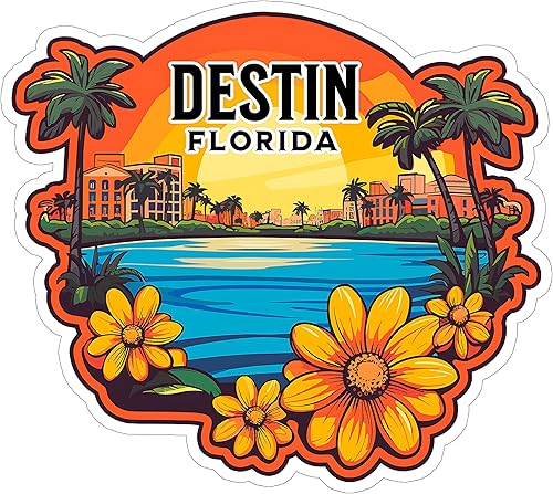Destin Florida - Calcomanías de vinilo y calcomanías impermeables Calcomanías estéticas para portátiles, botellas de agua, teléfonos y más