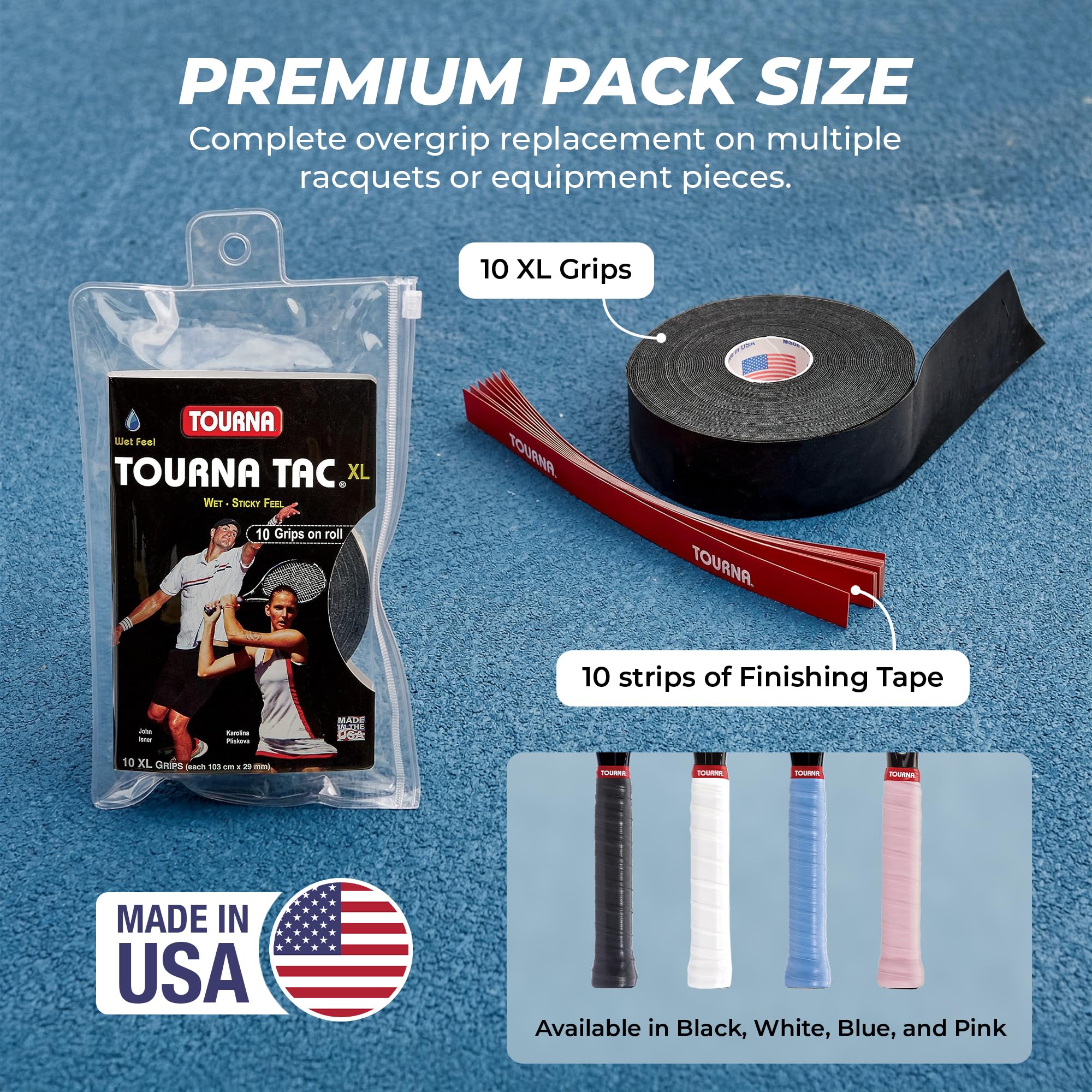 Tourna Unique Sports Tac Tennis-Griff Lot de 10