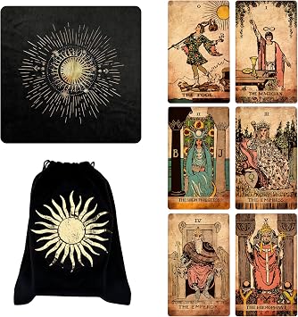 CRAFTERIAN Set of Light Tarot Cards with Cloth and Bag. Tarot Cards, 78 Tarot Deck, Original Tarot Cards for Beginners and Experts with Guide Book