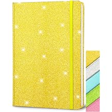 Notebook A5, Glitter Hardback Kids Notebook for Girls 160Page Lined Notepad | Gifts for Girls Journal Sparkly Golden Glittery Kids Journal for Teen Writing-21x14.5cm Glitter Never Peel Off Small Notebook