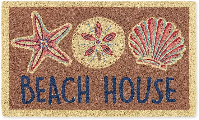 Beach House Doormat - 18x30 Natural Coir Fiber Indoor/Outdoor Beach Doormat