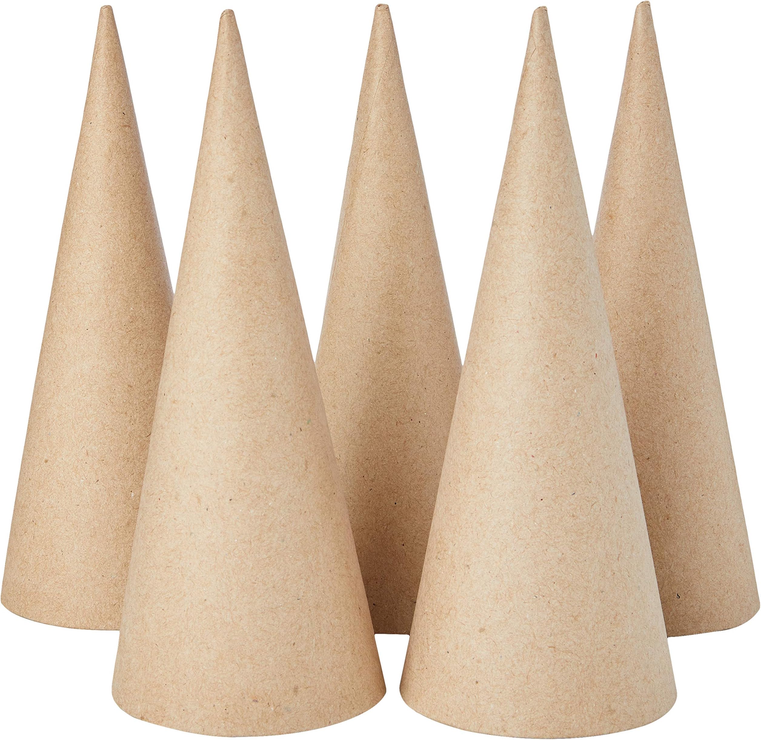 Creativ 265061 5-Piece 20 cm Papier Mache Cones, Beige